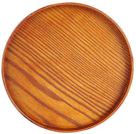 Fdit Assiette en feuille de palmier Plaque de service en bois rond à thé Dessert de fruits Gâteau Snack Bonbons Bols pour la maison et pour la restauration(24cm)
