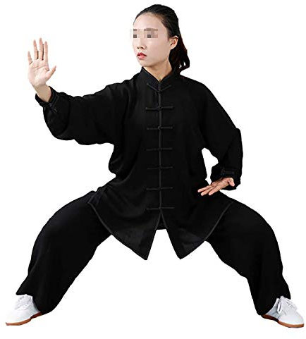 FLY FLU Tai Chi Kung-Fu Taiji Tang Anzug Tai Chi Kleidung Morgengymnastik Kleidung Kung Fu Kleidung Kampfkunst Kleidung Baumwolle Leinen - （Kleidung Und Hose）,Black-XL
