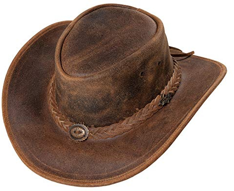 Stars und Stripes Chapeau en cuir Crazy Horse - Marron - Medium