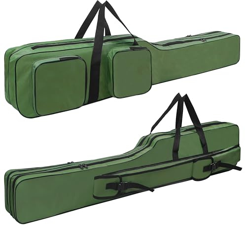 AGOOL Fishing Rod Case Fishing Pole Bag Case 4.27 ft Portable Waterproof Rod Reel Organizer Oxford Fish Bag for Saltwater Freshwater Ice Fishing Gift