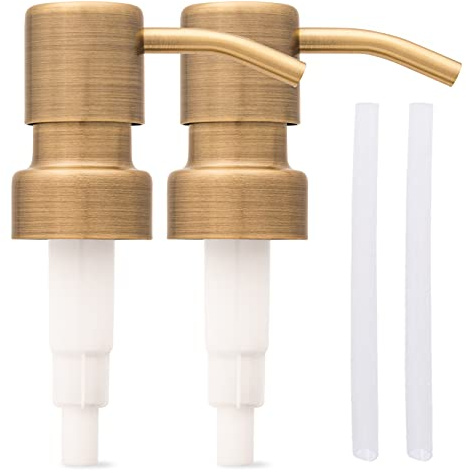 Stainless Steel Soap and Lotion Dispenser Pumps, Replacement for Your Bottles (Bronze, 2 Pack)