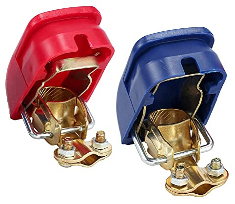 Universal 2 Stücke KFZ Auto Batterie Schnellklemmen 12V/24V Batterie Polklemmen Batterieklemmen Steckverbinder für Caravan Motorhome Terminal Pair Boot PKW Klemmen (1 Paar)