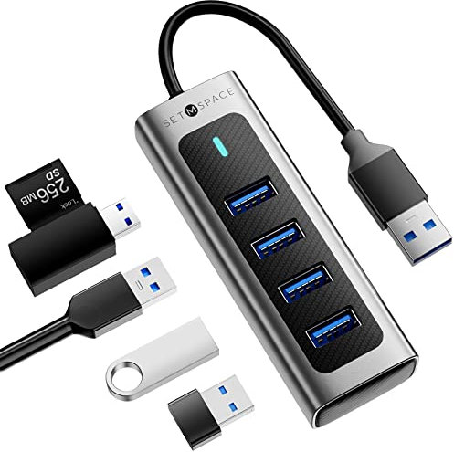USB Hub, 4-Port 5Gbps USB Extension Hub for Data Transfer, USB Port Expander for Laptop