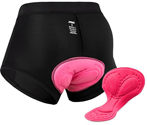 JEPOZRA Sports Damen Fahrrad Unterwäsche Gepolstert Sitzpolster Atmungsaktiv Fahrradunterhose Kurz Radlerhose funktionsunterwäsche (S, Schwarz)