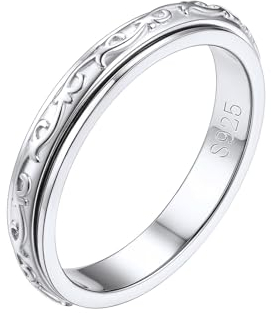 FOCALOOK 925 Silber Ring Damen - Personalisierter Spinner, Fidget Ring mit Böser Blick/Keltisches Design, Verlobung Trauringe Modeschmuck für Frauen Herren Größe 49MM - 67MM