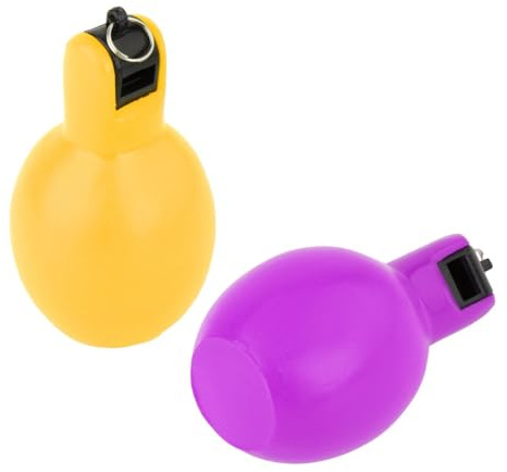 Sifflet à Presser à La Main, 2 Pièces, Sifflet D'entraîneur Fort, Sifflet de Sport pour Trekking, Intérieur et Extérieur, Adultes, Enfants, Enseignant, Jaune et Violet