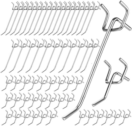 gvivej Lochwand Haken,60 Stück Lochplatte,Lochwand Zubehör,Pegboard Haken, Lochwandhaken Anhänge Haken für Werkzeughalter Wand, Garage, Regal, Werkstatt