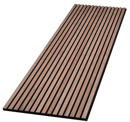 WVH Acupanel Contemporary Walnut Acoustic Wood Wall Panels, 240cm x 60cm, Engineered Wood, Decorative Panelling for Walls & Ceilings, Sound Absorbing Interior Wall Panel For Home, Office & Studio