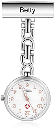 kaululu Personalisierte Krankenschwester Uhr mit Namen Krankenschwester Uhr Taschenuhr mit Clip für Frauen Analog Quarz Pin Tragbare Krankenschwester Uhr für Arzt Krankenschwester Pflegepersonal