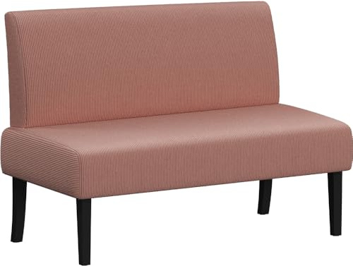 Yaheetech Canapé 2 Places en Velours Banquette avec Dossier Ergonomique Canapé Moderne pour Salon/Chambre/Bureau/Appartement Rose