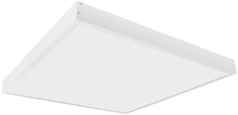 G.W.S® Premium 42W Ultra Slim White Frame 600mmx600mm (2'x2') Square LED Surface Mounted Flat Panel Light Office Ceiling Light 3CCT (3000K+4000K+6000K), Mounting Frame Kit Included