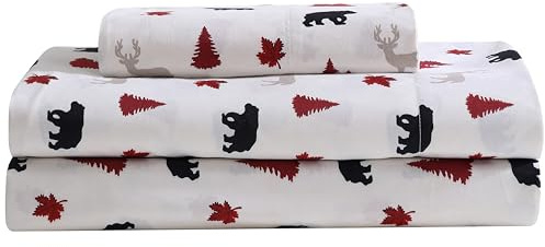Cozy Cabin 3-Piece Twin Microfiber Sheet Set, Red/Black