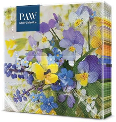 PAW - Servilletas Papel 3 Capas (33 x 33 cm) | 20 Unidades | Perfecto para Pascua, Fiestas, Primavera y Celebraciones | Decoración de la Mesa de Pascua | Color: Primavera