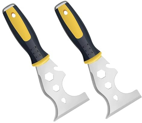 15-in-1 Stainless Steel Paint Scraper Tool - Professional Multi-Purpose Stripper With Paint Roller, Straight and Curved Scraper for DIY