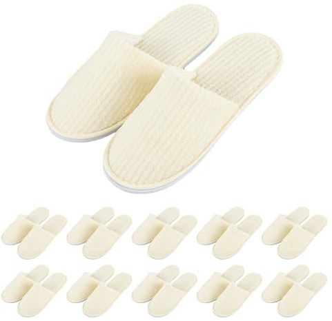 WIYETY 10 pares de pantuflas para invitados de hotel: zapatillas de forro polar coral, zapatillas de terciopelo de algodón lavables unisex, zapatillas con cerradas para casa, baño, interior, hote