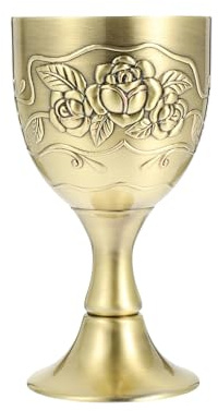 WEKADRIN Copa de Vino Grande de 100 Ml Copa para Licor de Metal Vintage Bronce Dorado Vaso Decorativo para Bebidas Espirituosas y Uso Doméstico