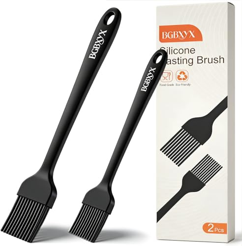 BGBXYX 2 Spazzole Pennello Cucina Silicone, senza BPA Pasticceria per Spennellare Olio, Salse e Marinature, Adatte per Forno, Barbecue, Pasticceria e Cucina, 2 Misure (Grande e Piccola)