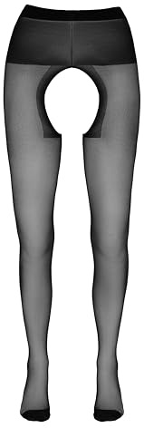 COTTELLI Ouvert-Strumpfhose - erregende Straps-Strumpfhose für Frauen, transparenter Netz-Look, in schwarzer Strapsgurt-Optik