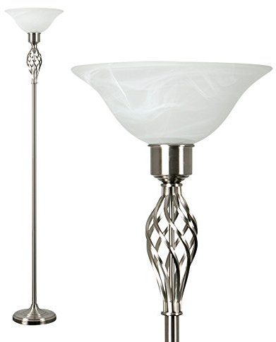 MiniSun | Traditional Style Nickel Twist Floor Lamp with a Frosted Alabaster Shade | Floor Lamps & Torchieres, Home Décor & Improvement Essential