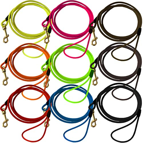 bio-leine Schleppleine aus runder Biothane - 5 Meter Länge, Ø 6,4 mm, für kleine und große Hunde, schmutz- und Wasserabweisende Hundeleine Schleppleinen, Neon-Orange