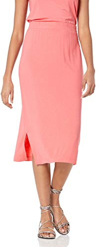 Amazon Essentials Jupe midi en Tricot à Enfiler (Disponible en Grande Taille) Femme, Pêche, L
