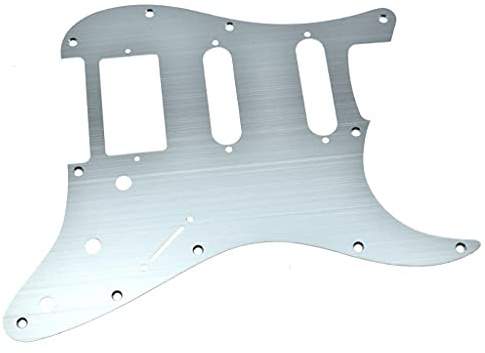 Dopro 11-Hole Aluminum Anodized Modern Style Strat HSS Guitar Pickguard Scratch Plate for American/Mexican FD Stratocaster Silver