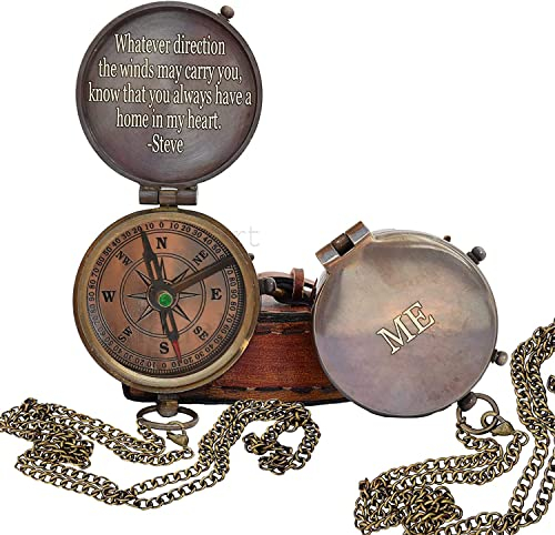 WOANIN Gravierter Messing-Kompass - Einzigartiges Geschenk für Sohn von Eltern, Nautisches Geschenk
