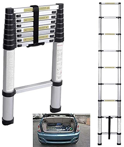 Escalera Telescópica 2.6M Escaleras Plegables de Aluminio Escalera Telescopica Multiusos Loft Ladder Portátil para El hogar Diariamente Máx Carga 150kg/330lb