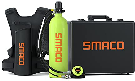 SMACO Mini Botella de Buceo 2 litro Portatil Bombona de Buceo S700 Plus Pequeñas Botella Submarinismo de 25-30 Minutos Tanque de Buceo Recargable for Viajes Nadar Rescate