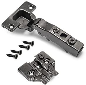 Emuca - Kit charnière droite X91 avec fermeture amortie et embase, embase à visser, À visser, Ouverture 105º, Titane, Acier, 20 ut.