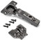 Emuca - Set Scharniere für Eckanschlag X91 mit sanftes Schließen und Montageplatte, Montageplatte zum Anschrauben, Zum Anschrauben, öffnung 105º, Titanium, 20 St.