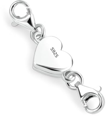925 Sterling Silver Heart Magnetic Jewelry Clasps Magnetic Necklace Clasps | Magnetic Necklace Clasps 925 Jewelry Making Findings Clasps Heart Ball Magnet Bracelet Convert Connect Necklace Extenders
