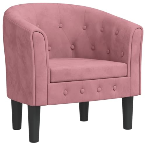 vidaXL Clubsessel, Sessel mit gepolstertem Sitz Armlehnen, Cocktailsessel mit Holzgestell, Loungesessel Relaxsessel Polstersessel, Rosa Samt