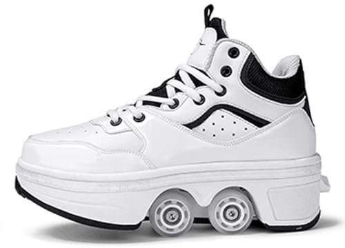 Chaussures de Patin à roulettes Parkour Casual escamotable déformation Chaussures de Patin à roulettes avec Roues,44