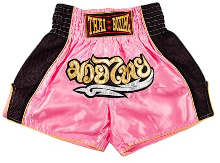 MUAY NATION Muay Thai Shorts for Men Women Slim Cut MMA Boxing Shorts Training Kickboxing Clothing Martial Arts Trunks (XXL, Classic Pink)