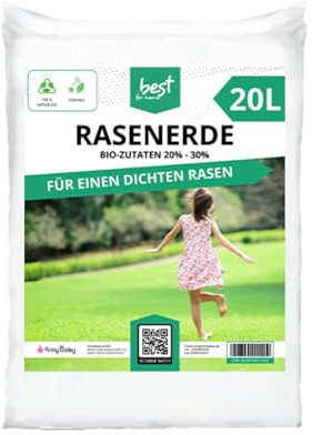 Best For Home Rasenboden | Bio-Zutaten 20% - 30% für Einen Gesunden und Nachhaltigen Rasen | Torffreie Rasenerde 20l | Umweltfreundliche Rasenerde für Zuhause