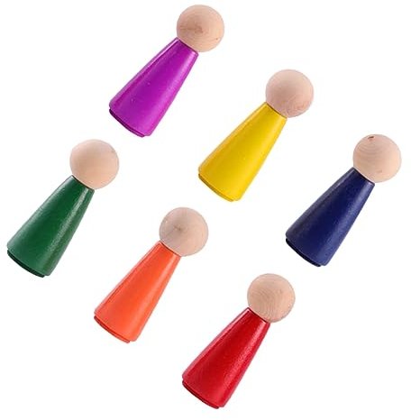 Gogogmee 1 Satz Teiliges Holzfiguren Handgefertigte Peg Dolls Bastelspielzeug für Kinder Bunte Dekorative Figuren für Puppenhäuser und Kreative Spiele Montessori Holzspielzeug Kinderzimmer