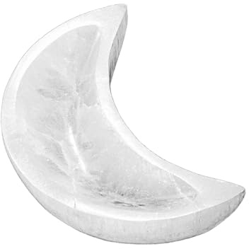 NKlaus Selenite Ciotola Mezzaluna 10,5 x 4,5 cm – Pulizia energetica e ricarica per pietre curative, gioielli e cristalli – Decorazione spirituale e pietra protettiva