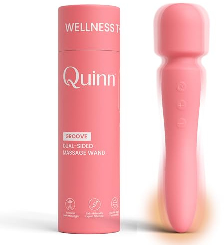 Quinn Dual-Sided Vibrator Wand - Adult Sex Toy - Heating, 12 Vibrating Modes, 5 Powerful Speeds (Peach)