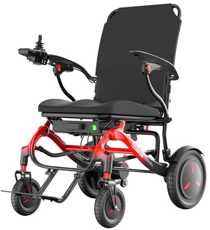 Carbon Rollstuhl Elektrisch Faltbar Leicht: Nur 16.7 kg schwer Elektrorollstuhl Faltbare für All Gelände - 25KM Elektrischer Rollstuhl für Senioren bis 150 kg
