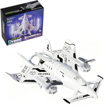 ExploTex Modello aereo radiocomandato, 2,4 GHz, 8 canali, con 3 modalità di volo, modalità di sicurezza intelligente e luci controllabili VTOL (pronte per volo)