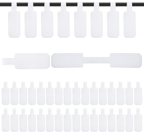 35PCS Reusable Cable Cord Wire Labels, Self-Adhesive Hook and Loop Cable Labels, Easy to Write on Wire Label, White Cables Tags for Electronics, Computer Cables Management and Identification