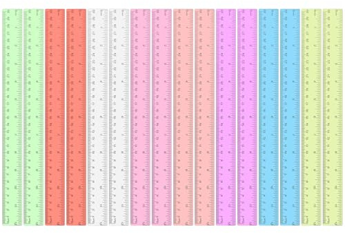 HJZHII 16 Stücke Lineal Kunststoff, Bunte Lineale Set 30 cm/ 12 Inch Standard-Lineal Rulers Bulk für Schule Rechnen Zeichnen Schreiben Geometrie Unterricht