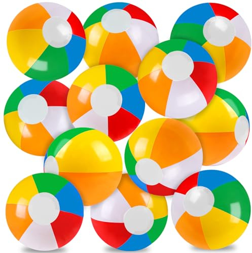 12 Pack 12 Summer Beach Balls Bulk Inflatable Beach Balls for Kids