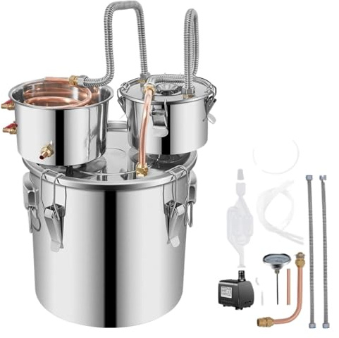 HIJYMNZPQ Destilador De Alcohol con Condensador Thumper Keg Caldera For Elaboración Vino Tubo Cobre Kit Cerveza Casera ElaboracióN De Cerveza AutéNtica(50 L)
