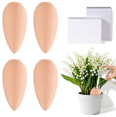 Shyllin Set di 4 Coni Irrigazione Terracotta – Sistema Irrigazione Automatica per Piante e Vasi, Irrigatore Automatico per Vasi in Argilla, Gocciolatoio Irrigazione a Goccia per Vacanza e Balcone