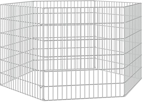 Galvanised Iron Rabbit Hutch 6-Panel 54x60 cm Pet Enclosure, DIY Free Range Animal Pen for Exercise, Play and Rest