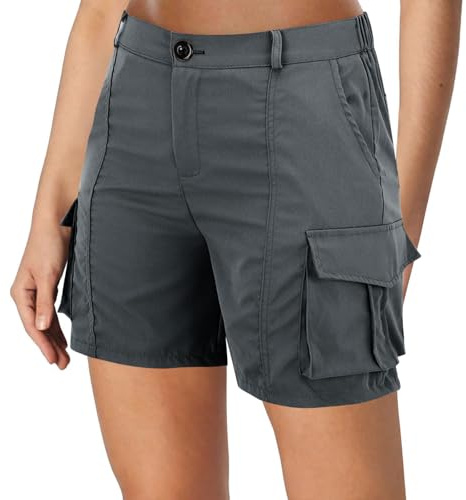 Generico Pantaloncini Donna Estivi Bermuda Cargo Shorts con Tasche Pantaloni Corti Slim Fit Multi-Tasche Pantaloncini da Lavoro Casual Sportivi Leggero Shorts Trekking Campeggio Vacanza Spiaggia
