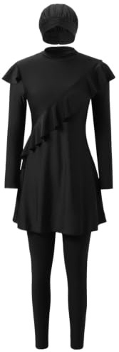 Costume da bagno da donna | Costumi da bagno sportivi | Abbigliamento alla modesto per ragazze Palestra Surf Wakeboard Piscina Immersioni Outdoor Sport acquatici, Nero , S