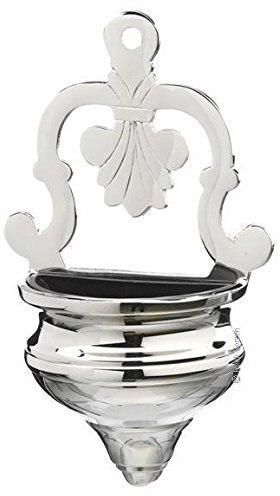 Bénitier , Hauteur 17 cm, Laiton nickelé, Argent